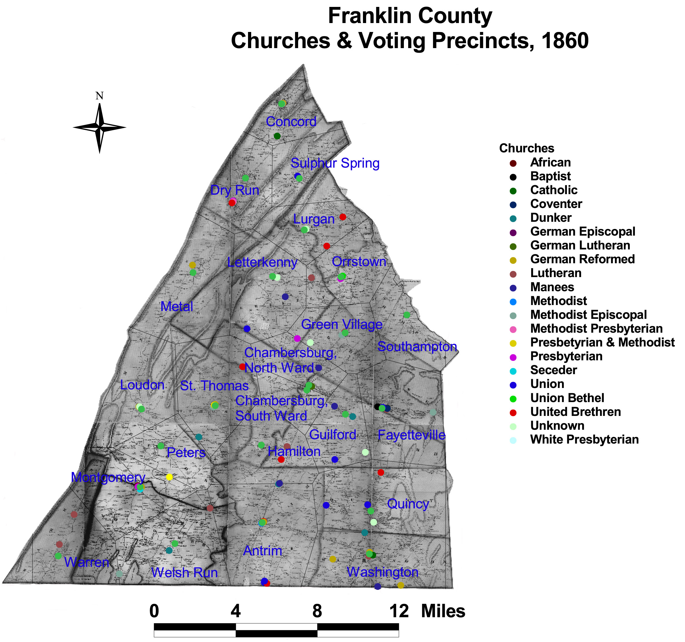 Churches and Voting Precincts, 1860